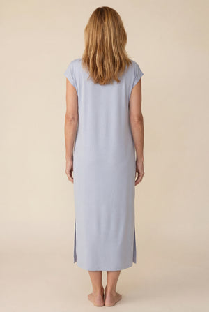 Long Nightgown with Side Slits in Powder Blue
