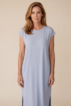 Long Nightgown with Side Slits in Powder Blue