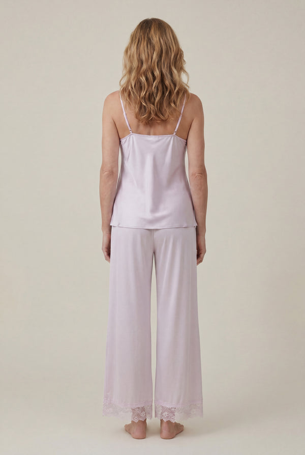 Lace Camisole and Wide-Leg Pants Set in Soft Lilac
