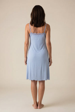 Lace-Trim Slip Nightgown in Sky Blue