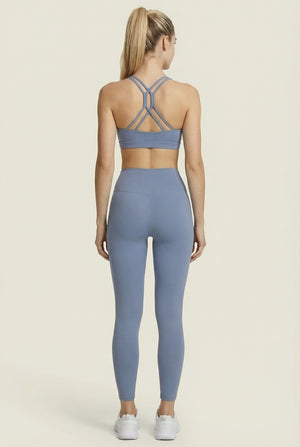 High-Waisted Performance Leggings – Sky Blue
