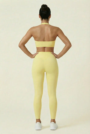 Crossover-Waist Leggings – Soft Yellow