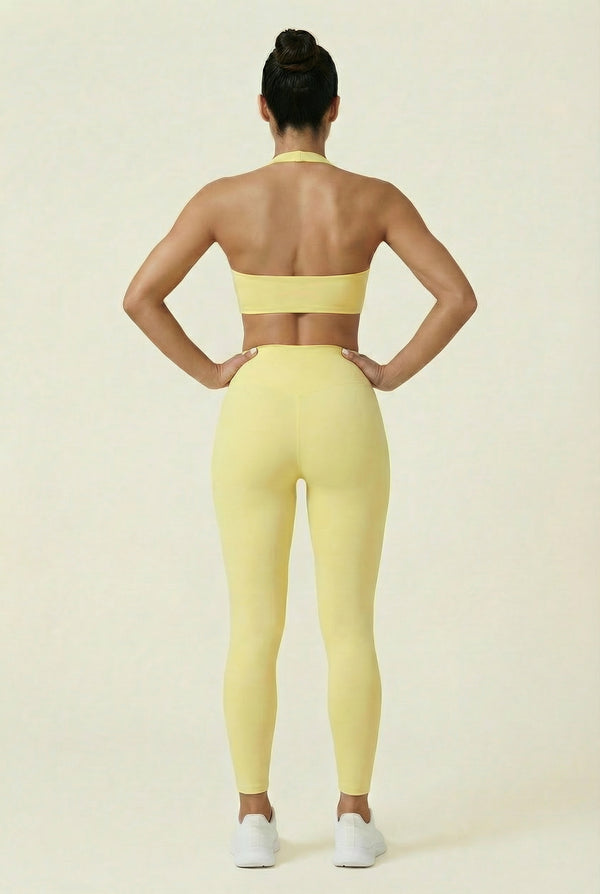 Crossover-Waist Leggings – Soft Yellow