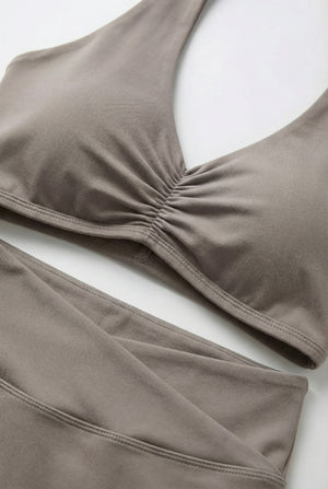 Crossover-Waist Leggings – Taupe
