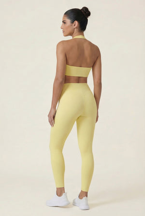 Crossover-Waist Leggings – Soft Yellow