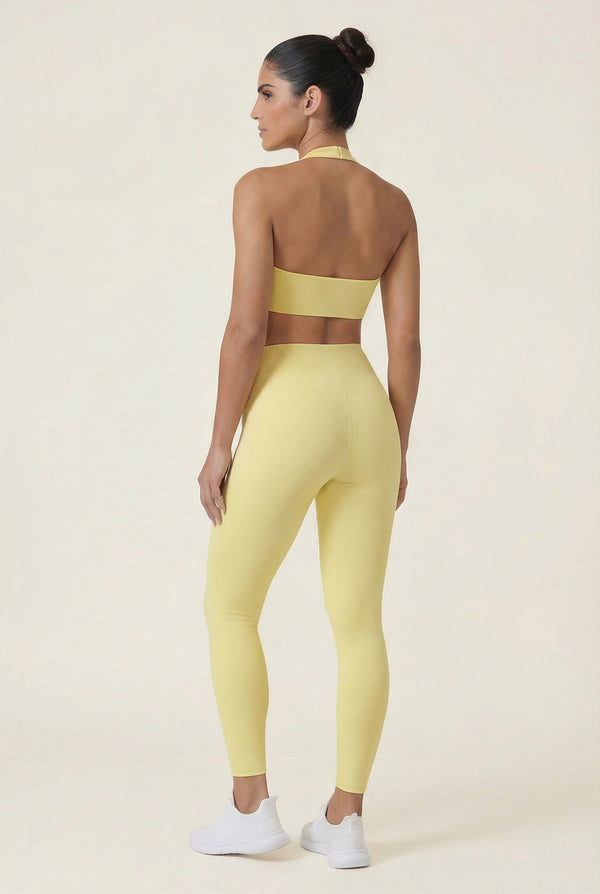 Crossover-Waist Leggings – Soft Yellow