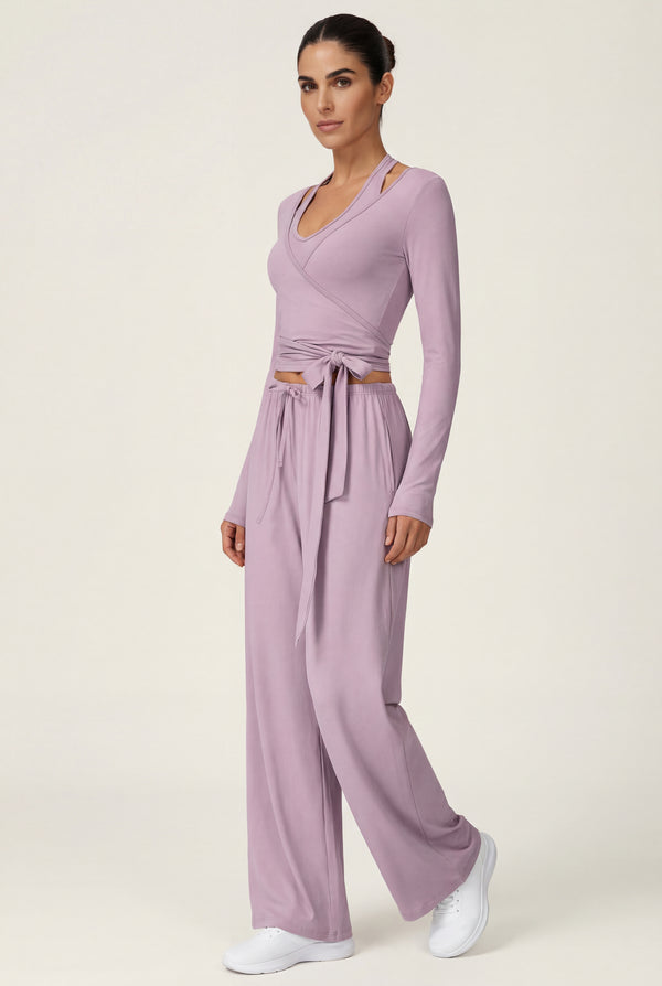 Wide-Leg Drawstring Pants – Lilac