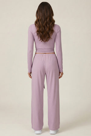 Wide-Leg Drawstring Pants – Lilac