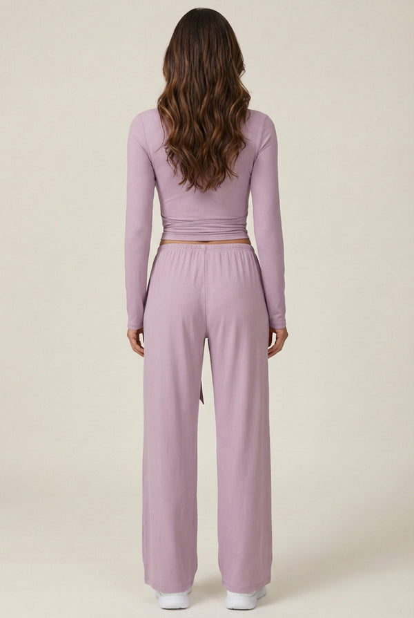 Wide-Leg Drawstring Pants – Lilac