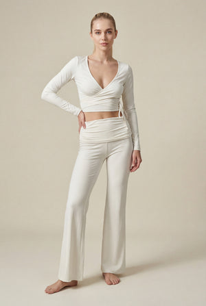 Long Sleeve Wrap Top – White