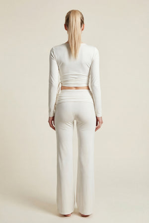Long Sleeve Wrap Top – White