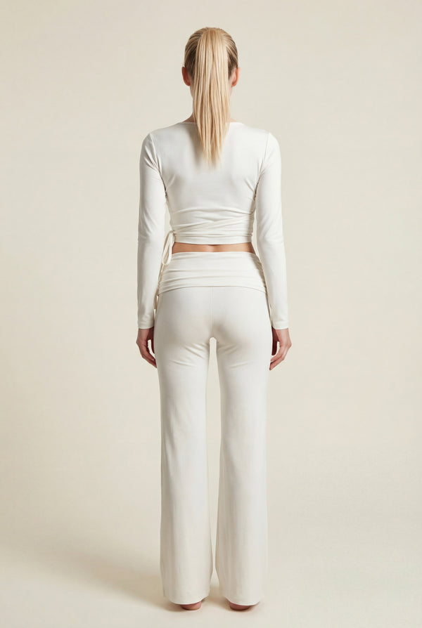 Long Sleeve Wrap Top – White