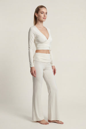 Long Sleeve Wrap Top – White