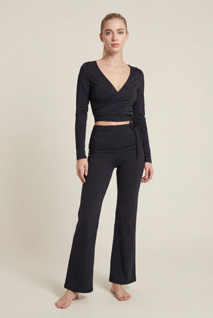 Foldover Flare Pants – Black
