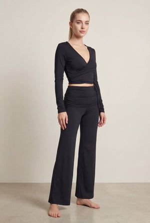Long Sleeve Wrap Top – Black