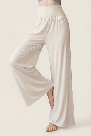 Wide-Leg Pants with Side Slit – Ivory