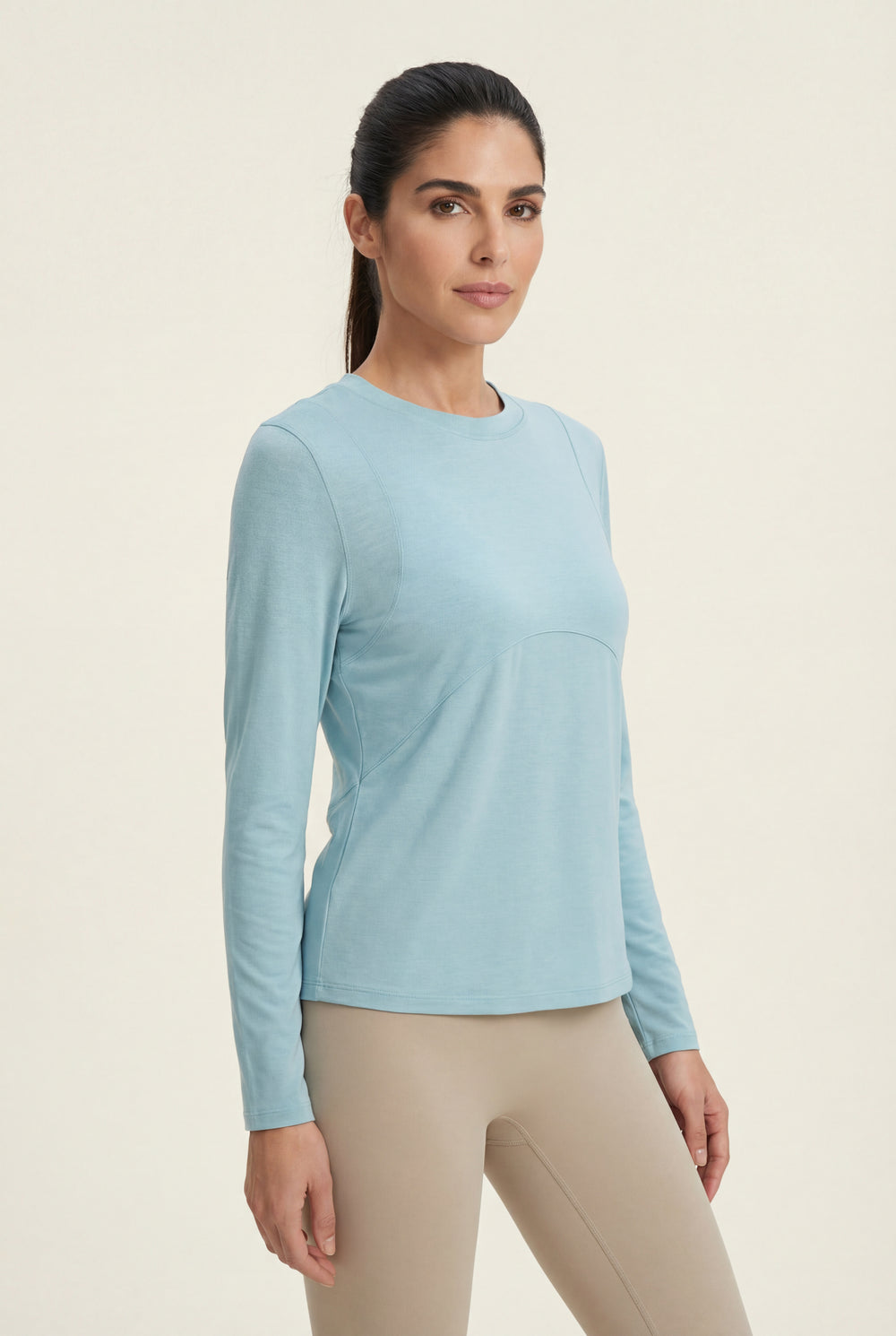 Sculpted Long Sleeve Top – Sky Blue