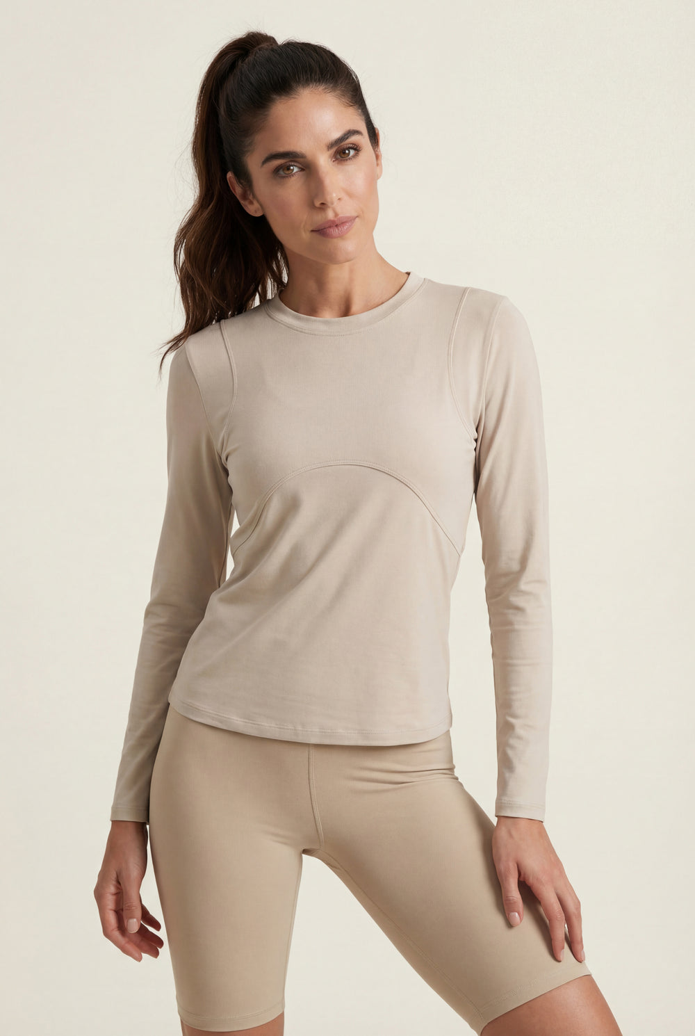 Sculpted Long Sleeve Top – Sand