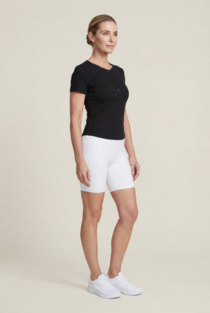 Fitted Rib Henley Tee – Black
