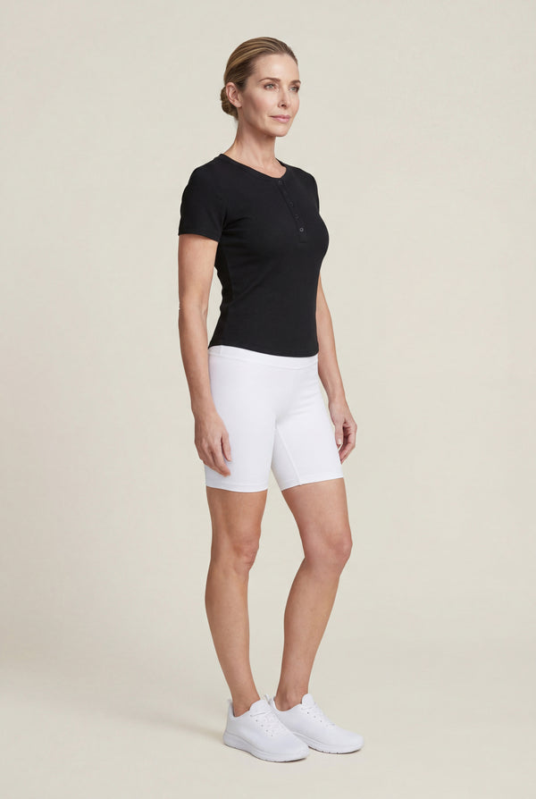 Fitted Rib Henley Tee – Black