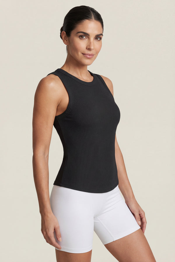 Fitted Ribbed Tank Top – Black