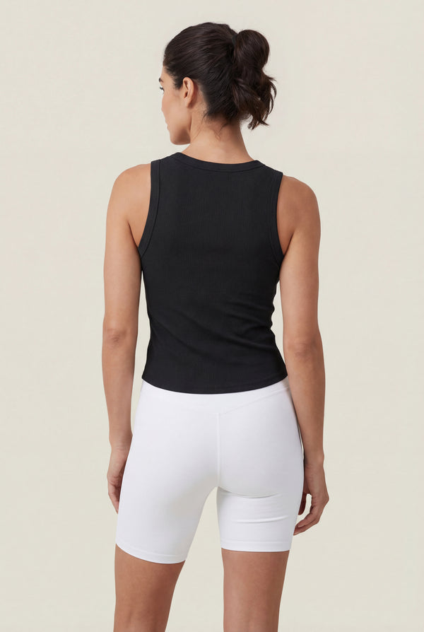 Fitted Ribbed Tank Top – Black