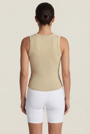 Ribbed Racerback Tank – Sand