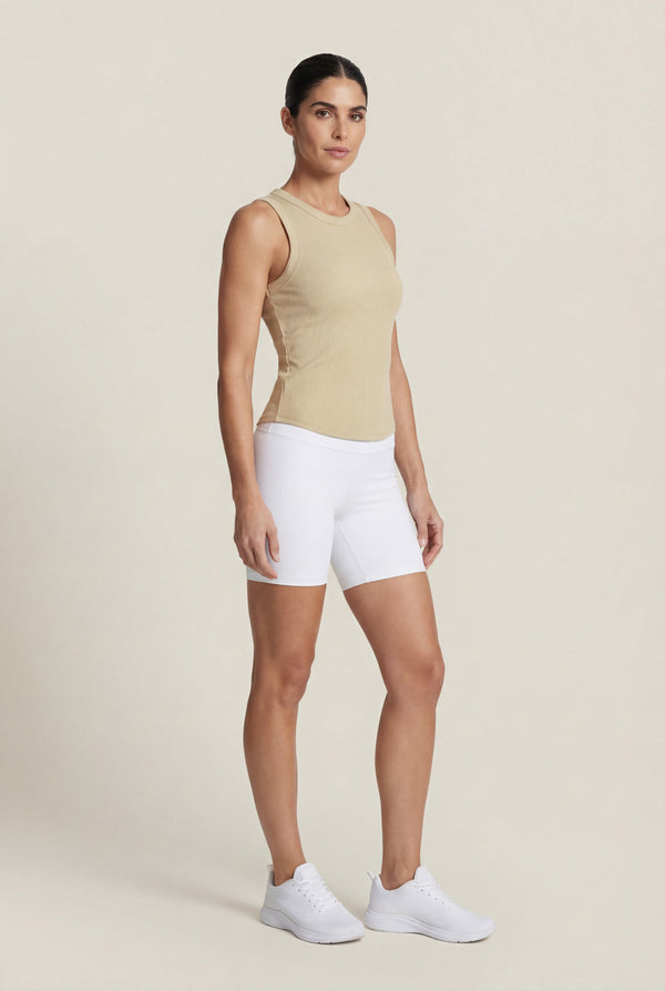 Ribbed Racerback Tank – Sand