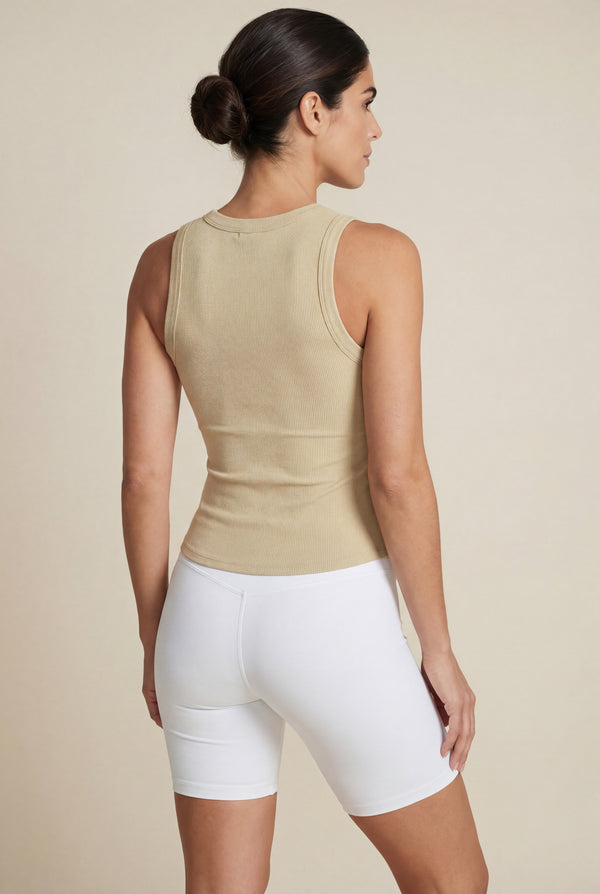 Ribbed Racerback Tank – Sand
