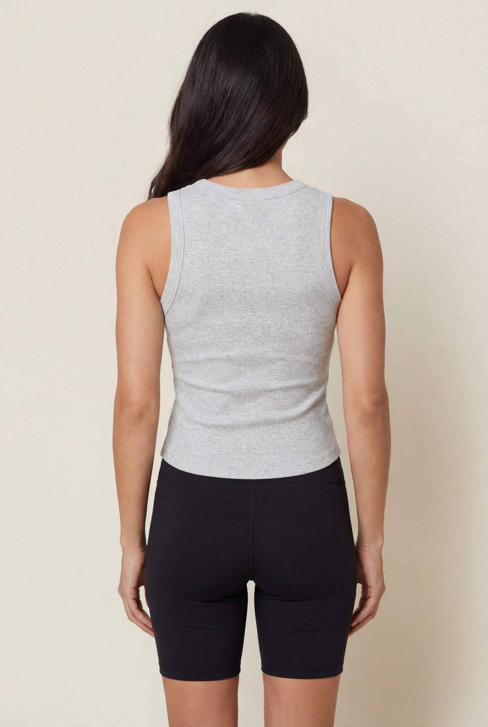 Fitted Ribbed Tank Top – Grey
