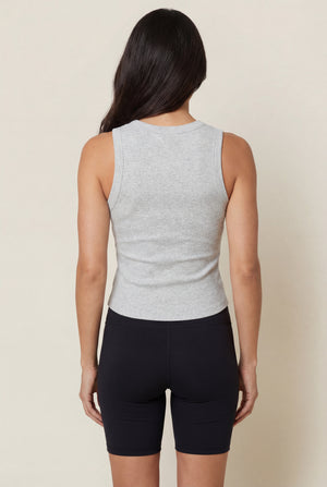 Fitted Ribbed Tank Top – Grey