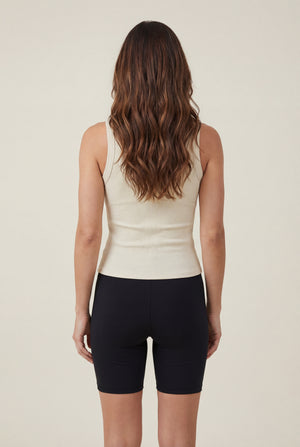 Fitted Ribbed Tank Top – Vanilla