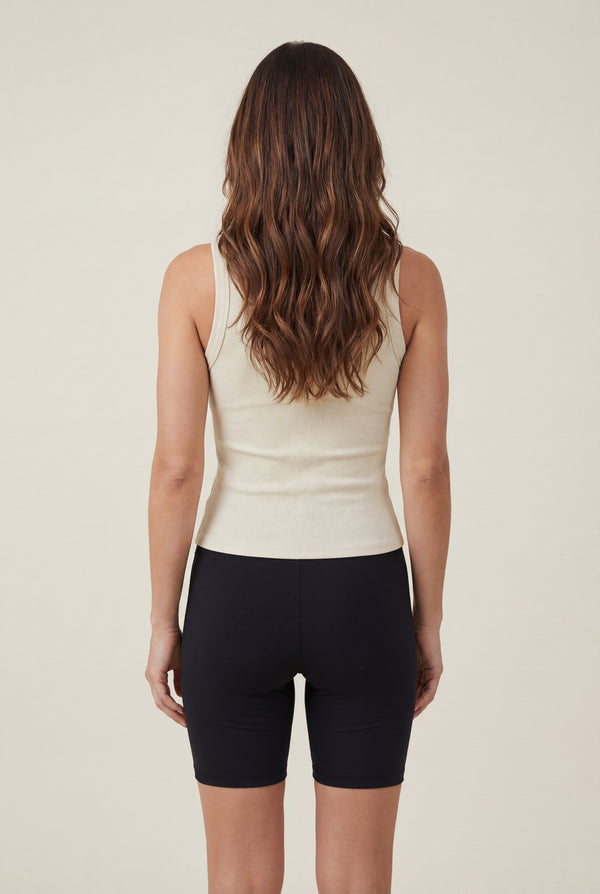 Fitted Ribbed Tank Top – Vanilla