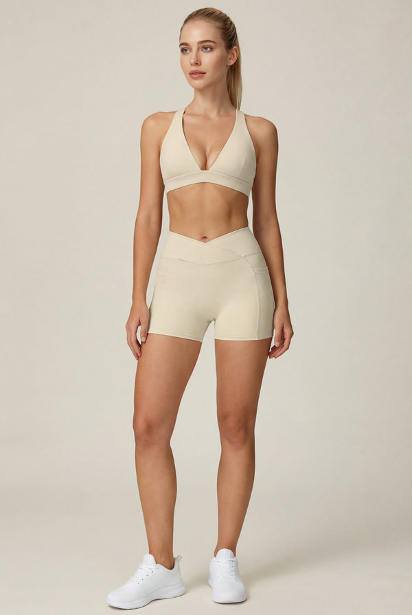 Crossover-Waist Pocket Shorts – Ivory