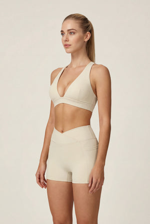 Crossover-Waist Pocket Shorts – Ivory