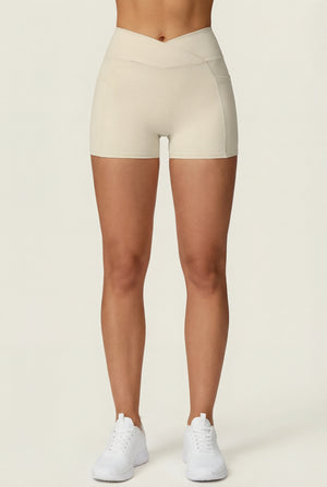 Crossover-Waist Pocket Shorts – Ivory