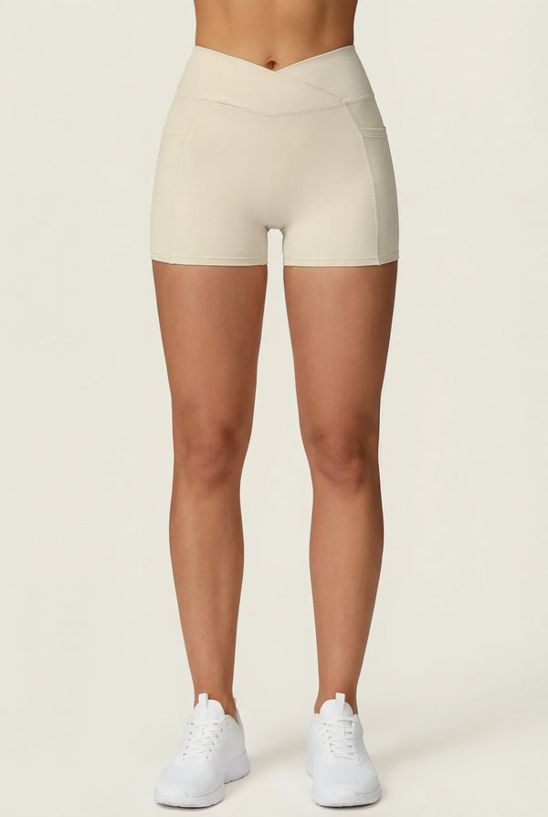 Crossover-Waist Pocket Shorts – Ivory