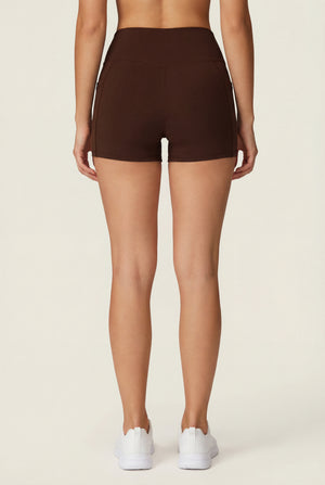 Crossover-Waist Pocket Shorts – Brown
