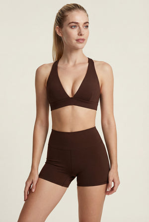 Crossover-Waist Pocket Shorts – Brown