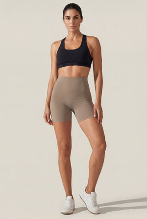 High-Waisted Biker Shorts – Beige