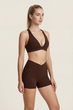 V-Neck Sports Bra – Brown