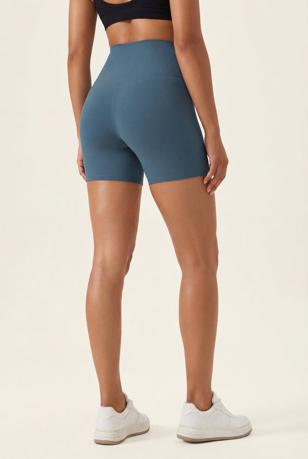 High-Waisted Biker Shorts – Teal