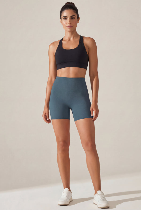High-Waisted Biker Shorts – Teal