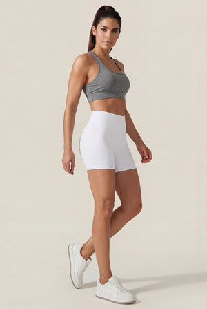 High-Waisted Biker Shorts – White