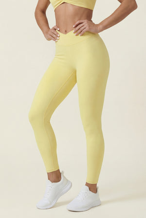 Crossover-Waist Leggings – Soft Yellow