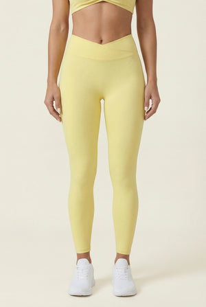 Crossover-Waist Leggings – Soft Yellow