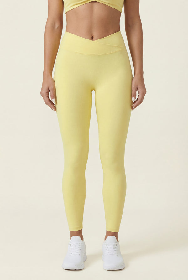 Crossover-Waist Leggings – Soft Yellow