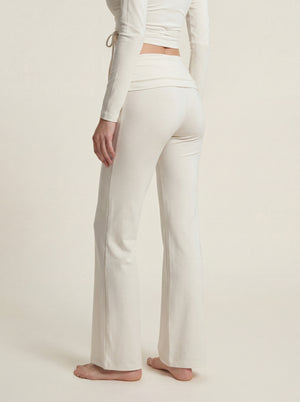 Foldover Flare Pants – White