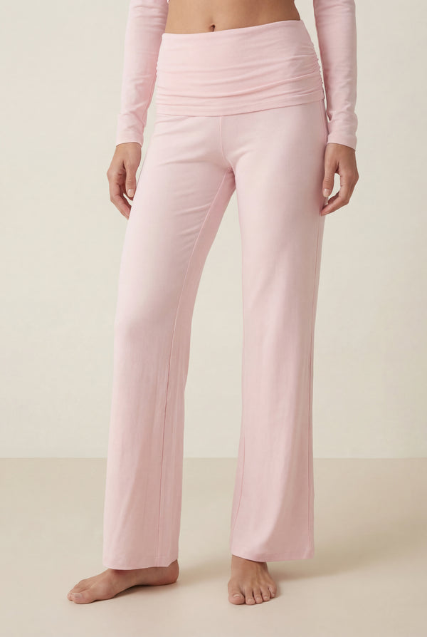 Foldover Flare Pants – Pink