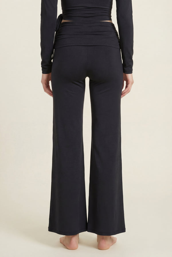 Foldover Flare Pants – Black
